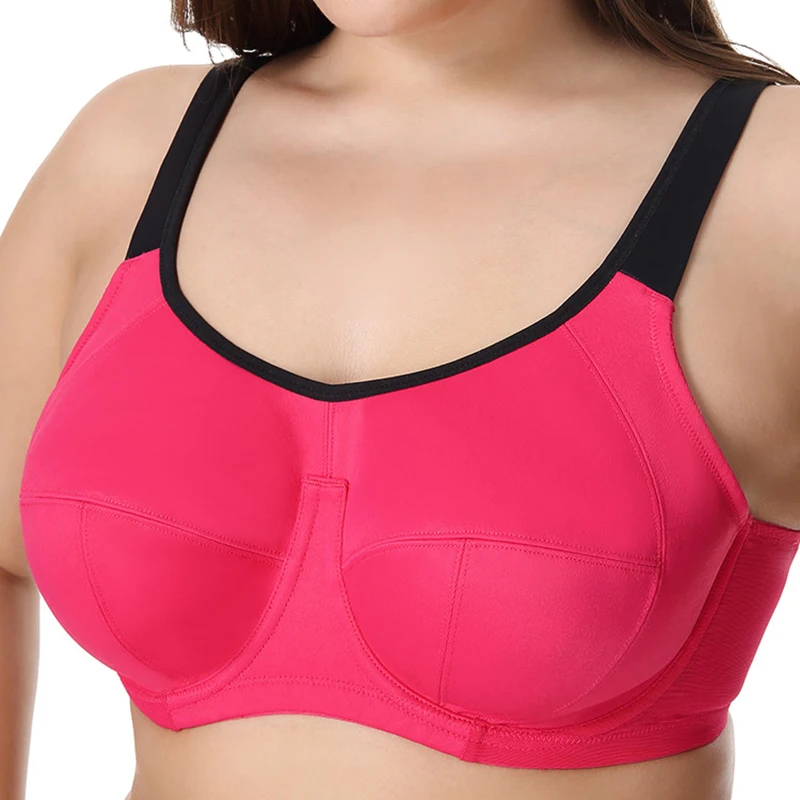 Sujetador deportivo de cobertura completa para mujer, sostén con aros, espalda en X, 36, 38, 40, 42, 44, C, D, DD, E, F, G, H