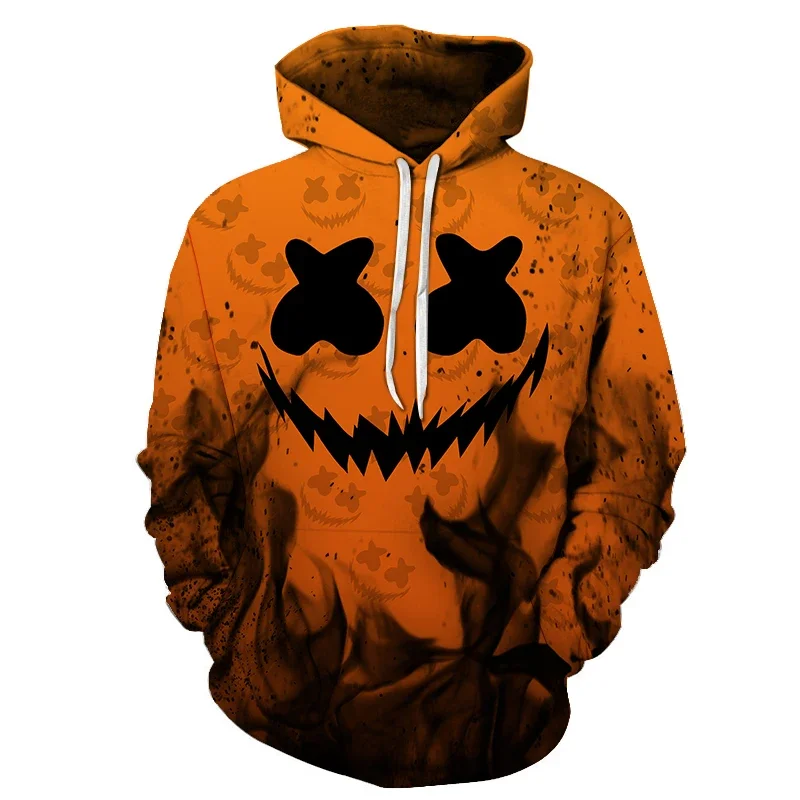 Halloween Fashion Devil Smiling Face 3D Printed Hoodie Sweatshirt Men's and Women's Terror Casual Fun Pullover Hip Hop Man Tops