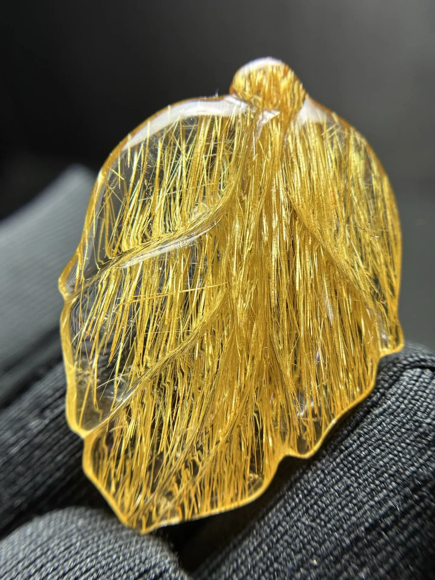 Natural Gold Rutilated Quartz Pendant 37x26.4x6mm Leaf Rutilated Quartz Jewelry Men Women Brazil AAAAAAA