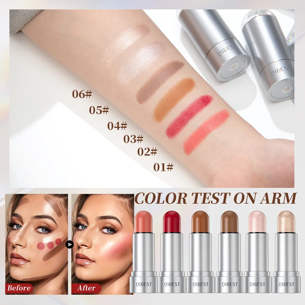 كريم أحمر الخدود والهايلايتر برونزي، يدوم طويلاً وناعم لتحديد الوجه بشكل طبيعي لجميع المكياج #4