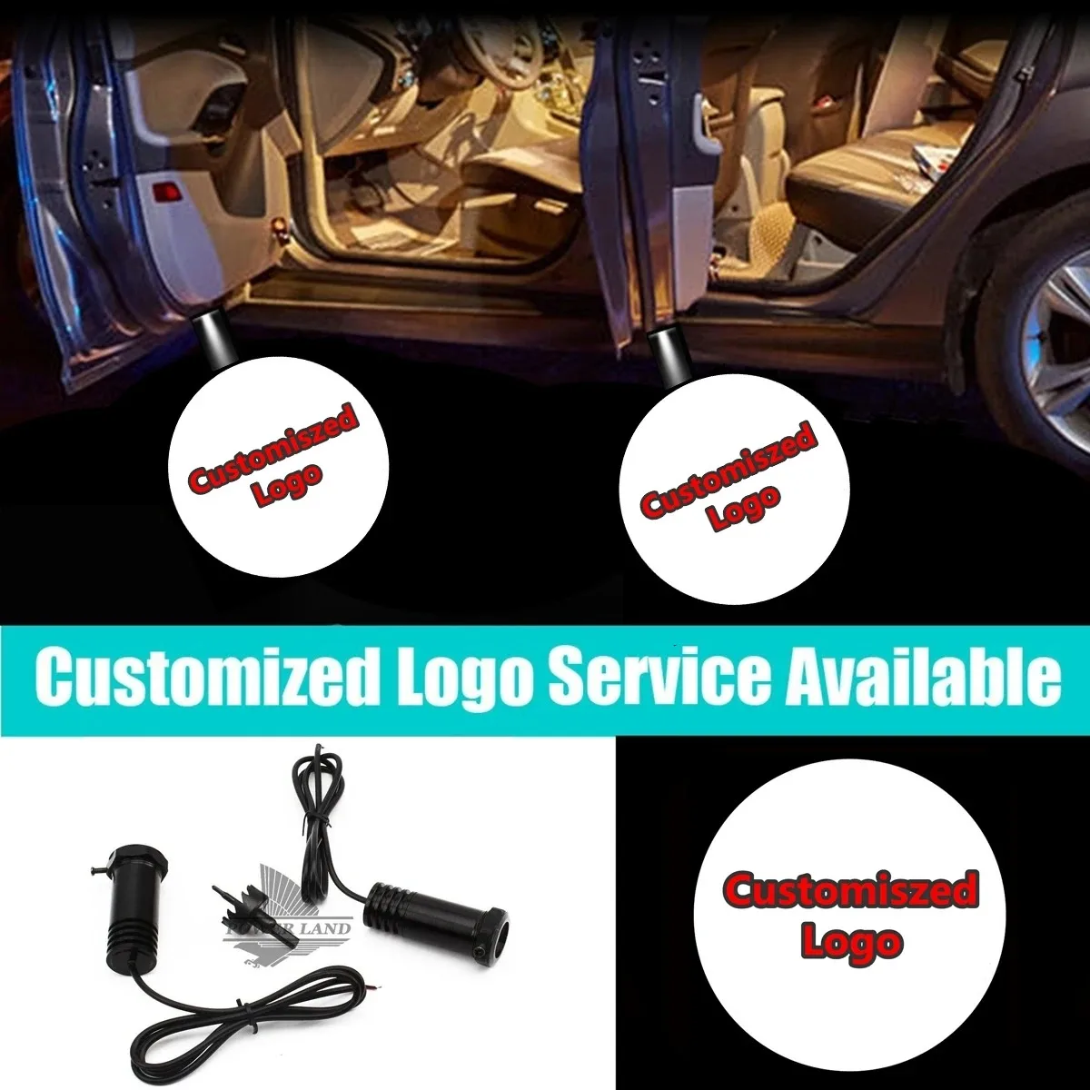 1/2x Universal Custom Logo Wired/Wireless Car Door Led Welcome Light Laser Projector for All Cars Motorcycle Model view 2