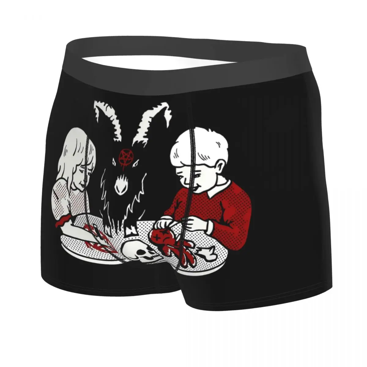 Male Sexy My Family And Devil Goat Underwear Satanic Baphomet Boxer Briefs Stretch Shorts Panties Underpants