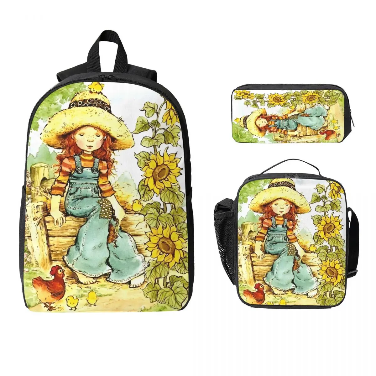 

Sarah Kay Kids Backpack Lunch Box Pencil Boxes for Boys Girls Kindergarten Backpacks School bag Bookbag Set
