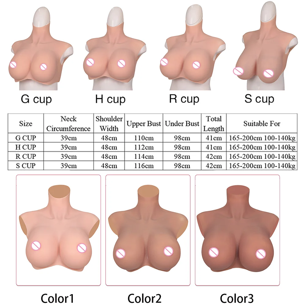 Silicone Big Breast Forms New Upgrade Large Size H R S Cup Fake Boobs False Tits Chest for Male To Female Cosplay Crossdresser