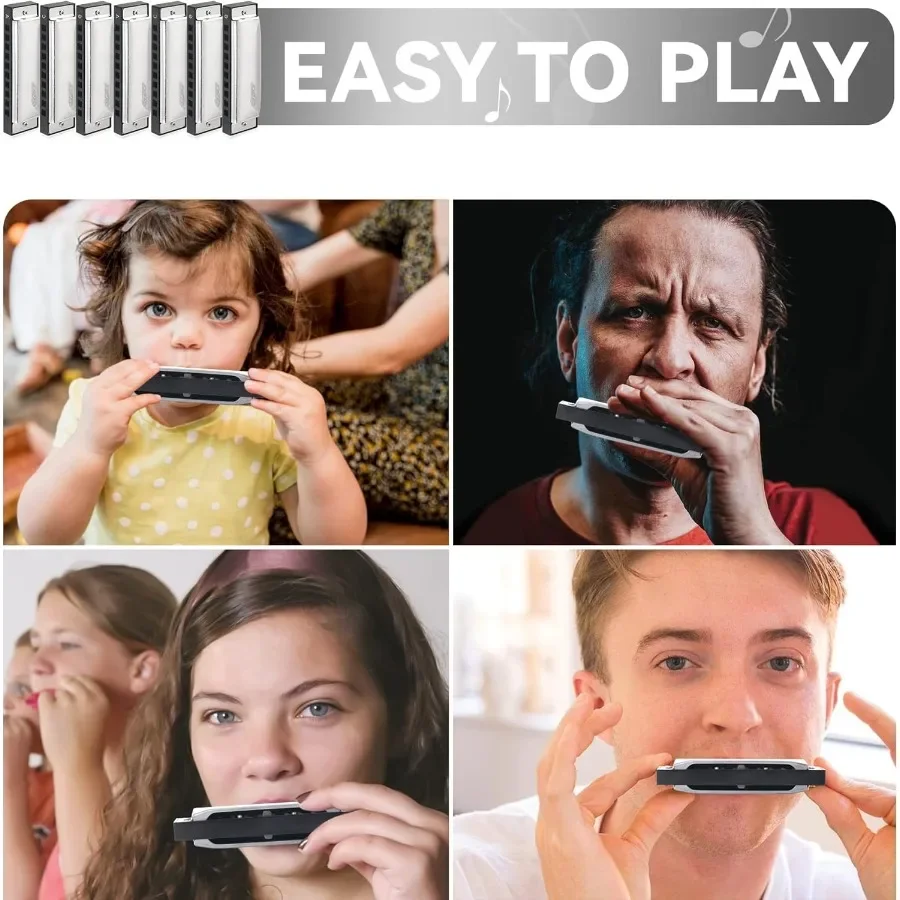 East top Harmonica ensemble de 7 10 trous 7 couleurs Diatonic Blues Harmonica ensemble pour adultes professionnels et étudiants comme cadeau Perf