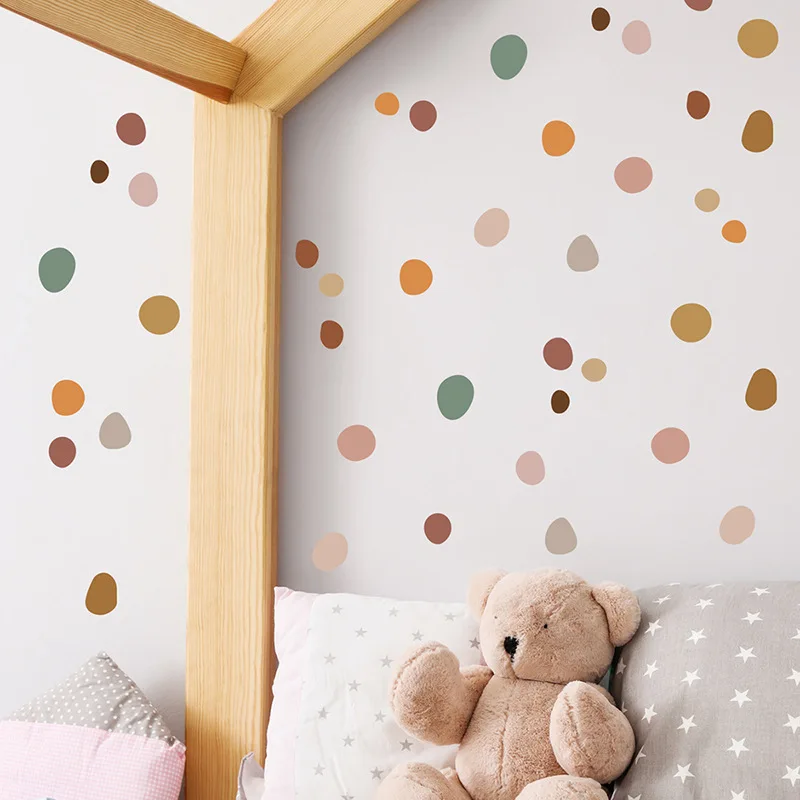 6 sheets Bohemia Style Irregular Circle Stones Wall Stickers for Waterproof Removable PVC Kids Room Kindergarten Home Decoration