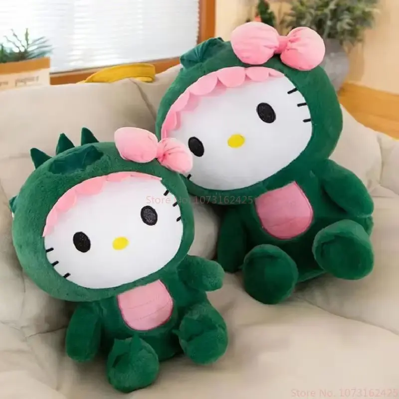 Sanrio dinosaure Hello Kitty peluche jouet Kawaii Anime Kitty peluche oreiller mignon 35/50/65 cm/80 cm dessin animé peluche poupée cadeau de noël