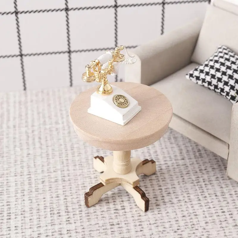 1:12 Dollhouse Miniature Coffee Table Small Round Table Original Wood Table Furniture Home Model Decor Toy Doll House Accessorie