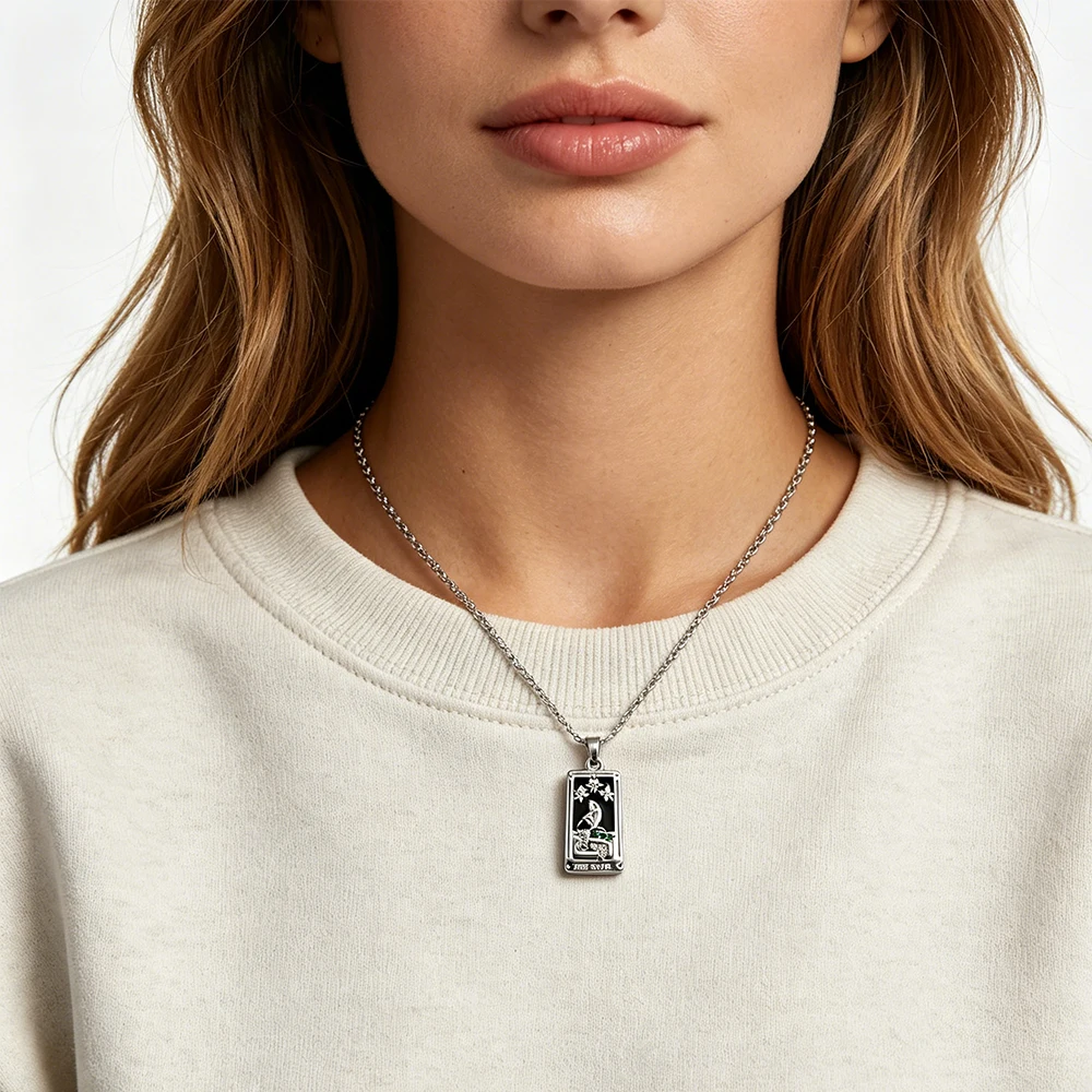 Tarot The Star Pendant Necklace For Evening Galas Cocktail Parties And Glamorous, Celestial Night-Out Outfit Styling Jewelry