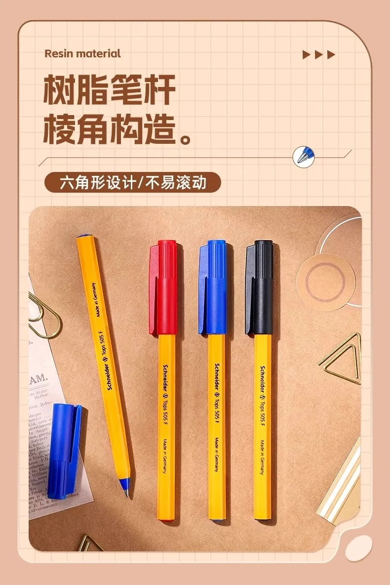 

Germany Schneider Classic Ballpoint Pen Resin Body Comfortable Grip 0.5mm Steel Nib Oil-based Black/Blue/Red Ink Quick-Drying