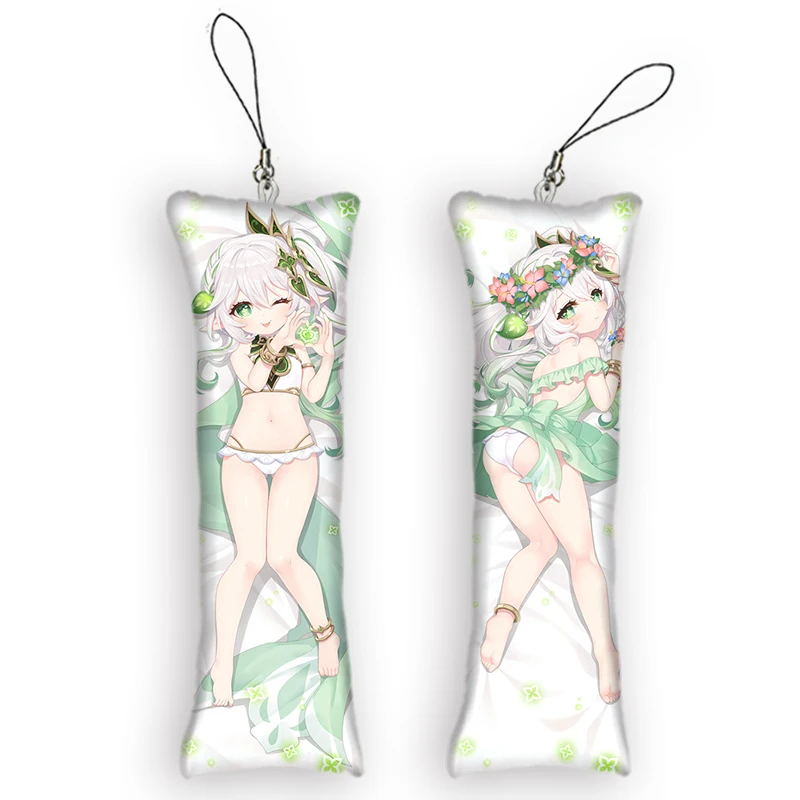 Nahida Mini Dakimakura Rebecca Keychain Cute Anime Key Chain Small Pillow Decor Pendant Otaku Backpack Pendants