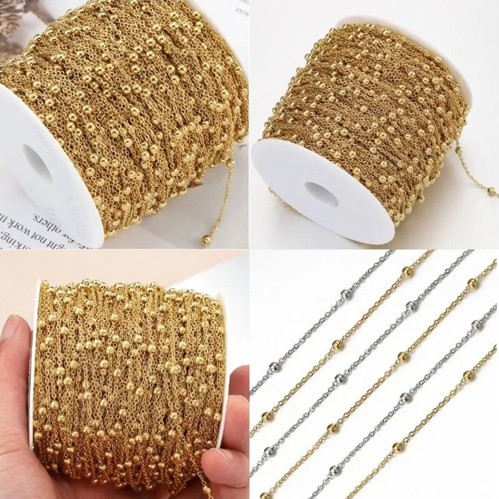 High Quaity 2Meters Side Spiral Link Chain Stainless Steel No Fade Ball Chain Spiral Link Beads Chains Jewelry DIY Making view 4