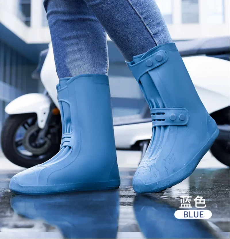 High Top Shoe Cover Portable Durable Galoshes Water Boot Rain Shoes Protector Reusable Waterproof Rain Shoe Covers With Buttons