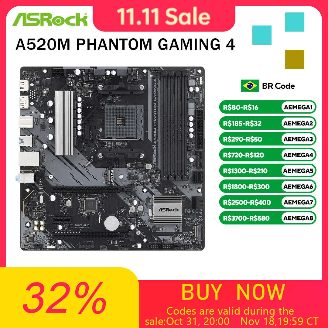 Ddr4 3200Mhz - ASrock A520 Motherboard A520M PHANTOM GAMING