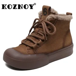 Koznoy 3.5cm zamszowe bydlęce z prawdziwej skóry Retro motocyklowe buty damskie botki kozno na koturnie na platformie etniczne jesienne wiosenne buty na zamek błyskawiczny