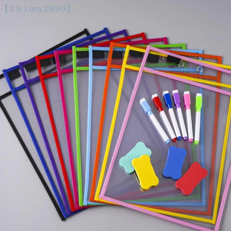 Document Storage Bag Reusable Waterproof Clear Color Random File Folder Dry Wiping Kids Drawing Board For School Office