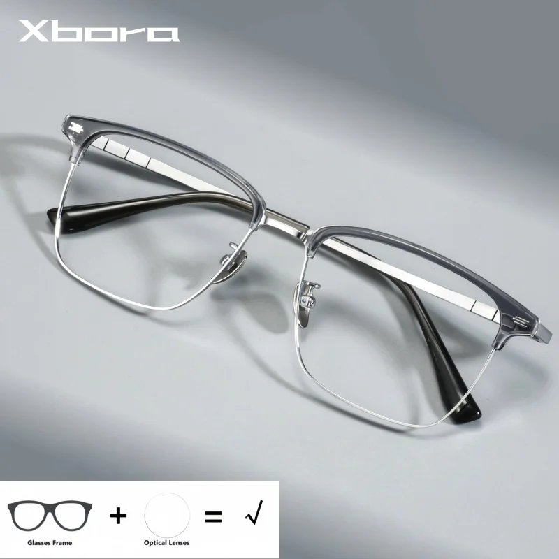 

XBORA Ультралегкие большие очки в ретро-стиле из титанового сплава для коррекции близорукости, дальнозоркости, прогрессивной миопии 18328T