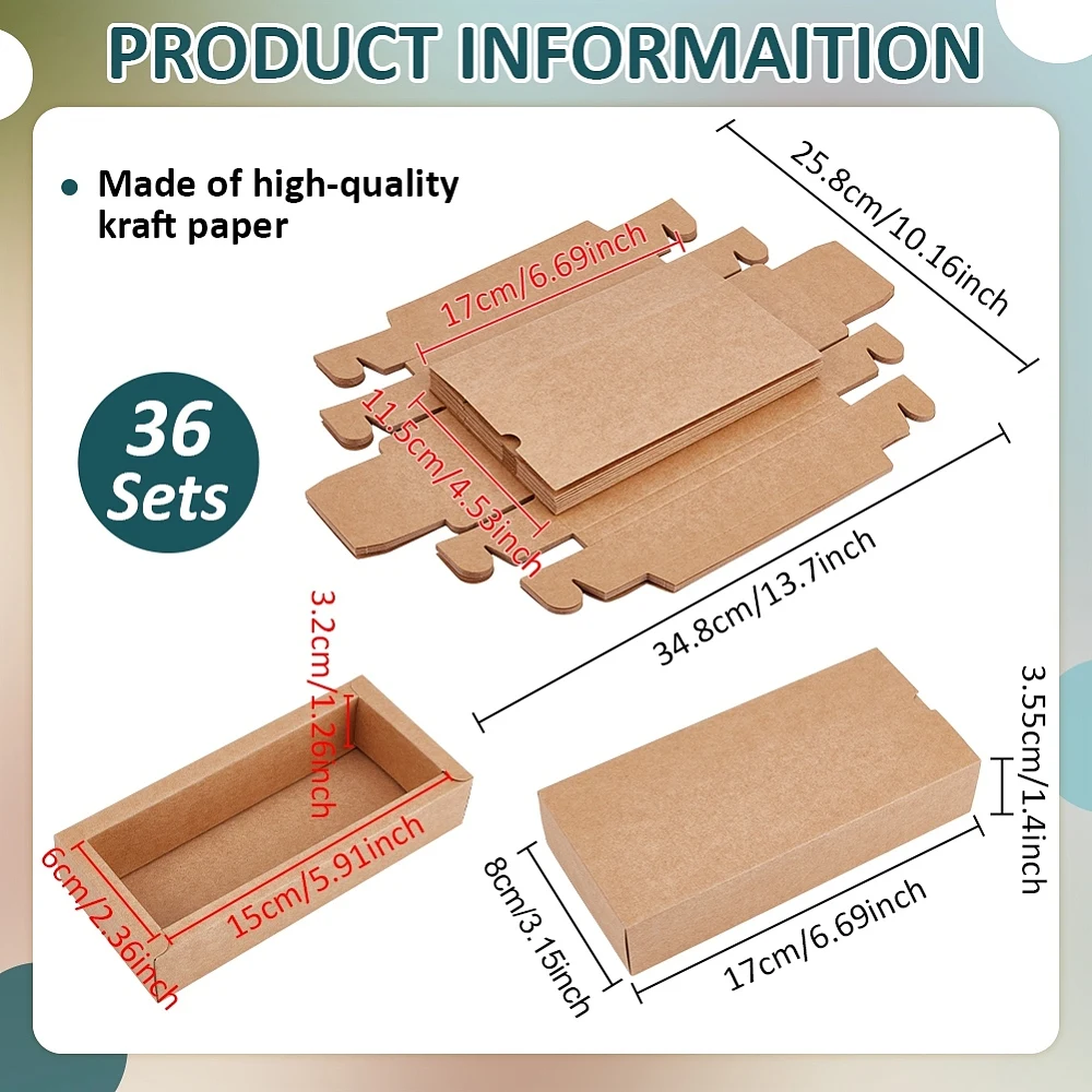 36 Packs Kraft Paper Drawer Boxes 6.7x4.5x1.4 Inch BurlyWood Crafts Cardboard Present Boxes for Wedding Party Gifts