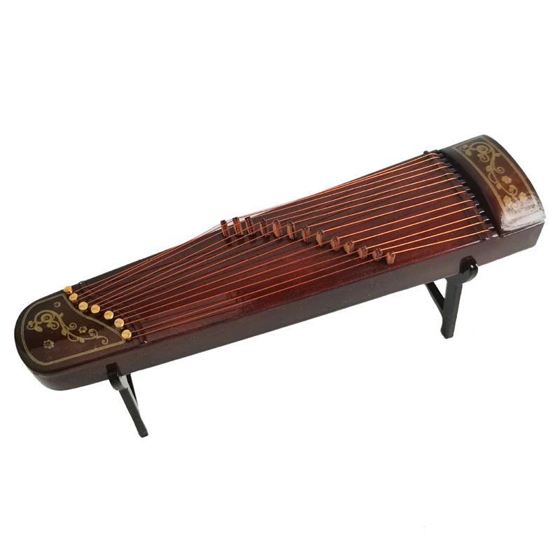 Mini guzheng simulação retrô instrumento musical 1:12 casa de bonecas ornamentos em miniatura modelo paisagismo decorações artesanato