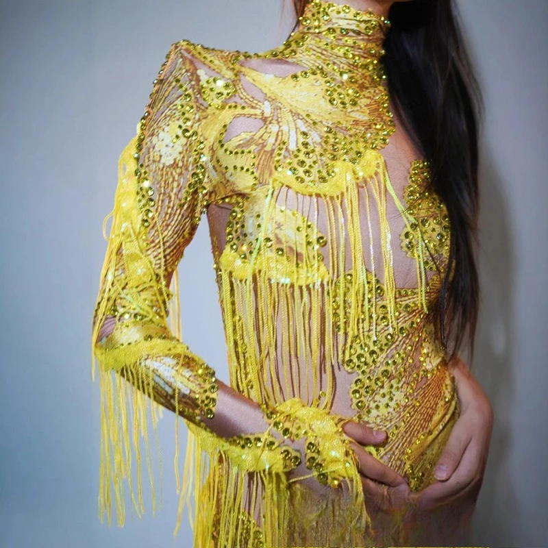 ملابس رقص الزي المتخصصة الطاووس الأزرق أنيق مهدب بذلة واحدة المغني راقصة المرحلة ارتداء سباركلي الموهبة بار ديسكو اللباس