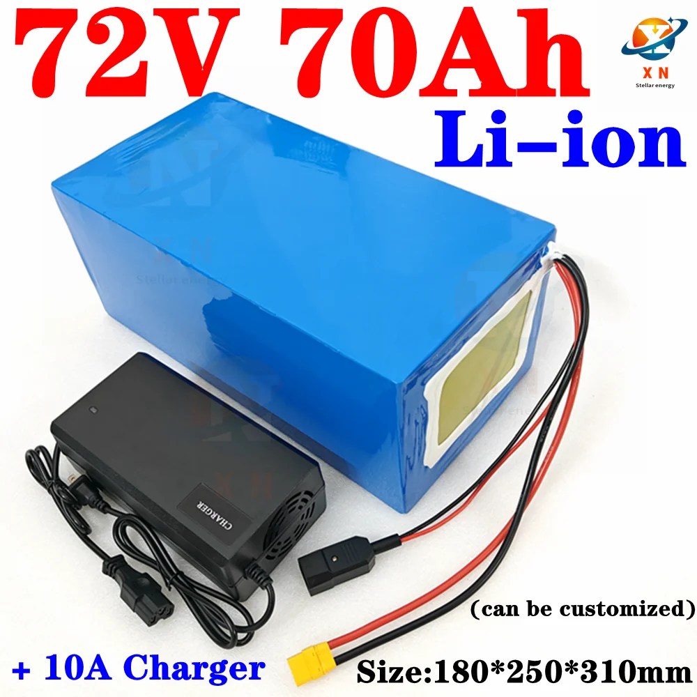 

72v 70Ah lithium ion battery li-ion with 100A BMS for 6000w bicycle bike tricycle scooter Forklift +10A charger