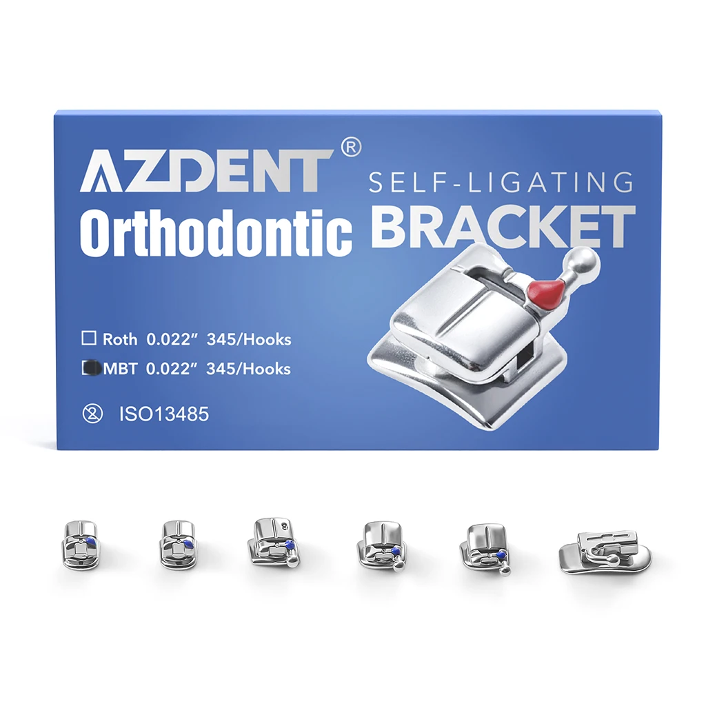 5 Boxen AZDENT Dental Kieferorthopädische Selbstligierende Brackets Mini Roth/MBT.022 Haken 3 4 5 Bukkalröhrchen MIM Monoblock-Basis – Detail 9
