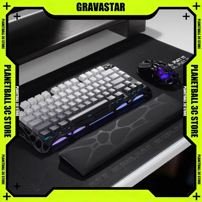 GravaStar Sci-Fi Ergonomic Keyboard Wrist Rest Soft Memory Foam Support Anti-slip Large Mouse Pad for Gaming Office Desk Setup