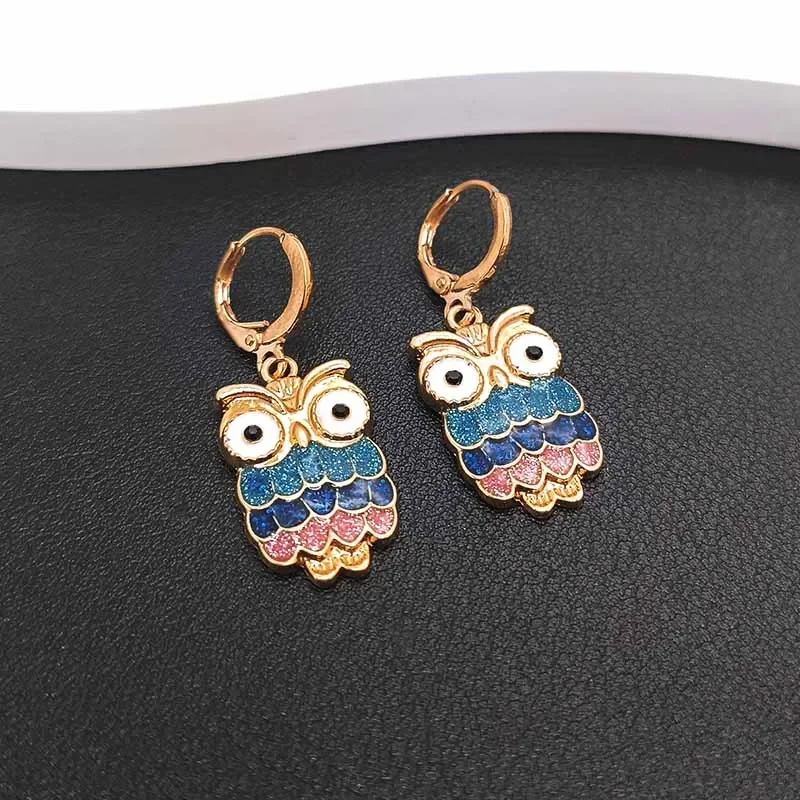 New Small Owl Earrings for Women Fashion Animal Earrings Gifts for Girls Cute Loop Earrings