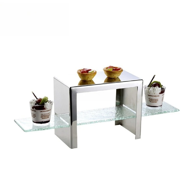 Wedding Party Showcase Cupcakes Black Glass Tray Catering Obsession Modern Metal Mirror Tea Cake Rack For Sale