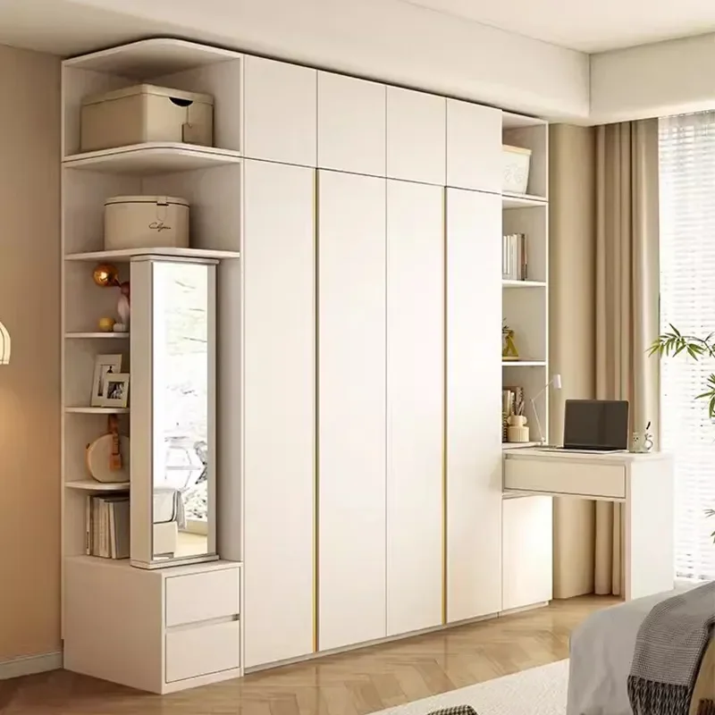 Modern Simple Wardrobe Desk Combo Large Heightened Thickened Storage Cabinet for Bedroom Household Furniture