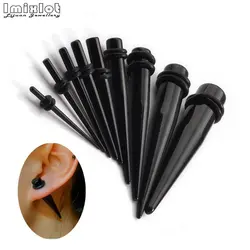 18pcs/lot Acrylic Ear Gauge Taper and Plug Stretching Kits Black White Ear Flesh Tunnel Expansion Body Piercing Jewelry 14G-00G