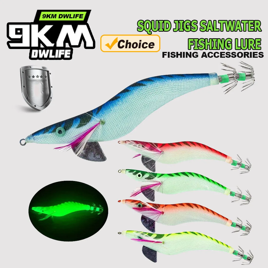 9 كجم 3 قطعة خطاف تهزهز الحبار المضيء بيونيك الروبيان السحر الجمبري المياه المالحة الطعم الثابت عيون ثلاثية الأبعاد ل الأخطبوط تهزهز الحبار #1