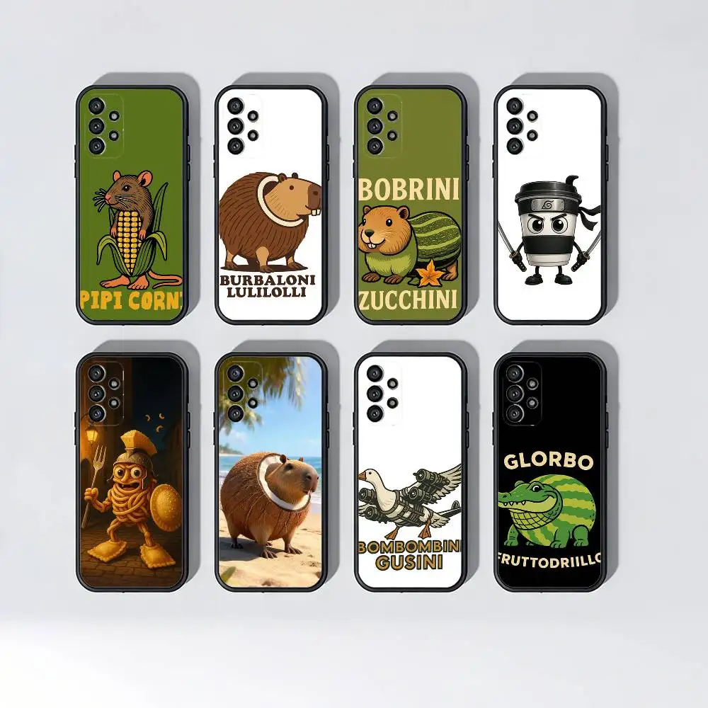 Animals Italian Brainrot   Phone Case For Samsung Galaxy A13,A21s,A22,A31,A32,A52,A53,A71,A80,A91 Soft Black Shell