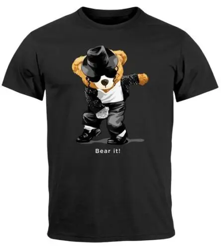 

Herren T-Shirt Jackson Bear Parodie Bear it! Teddy Bär Musik Print Aufdruck