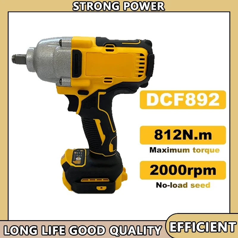 Fit Dewalt DCF892 812N.m Brushless Electric Wrench 1/2 Inch Cordless Impact Driver High Torque Three Speed Auto Repair PowerTool