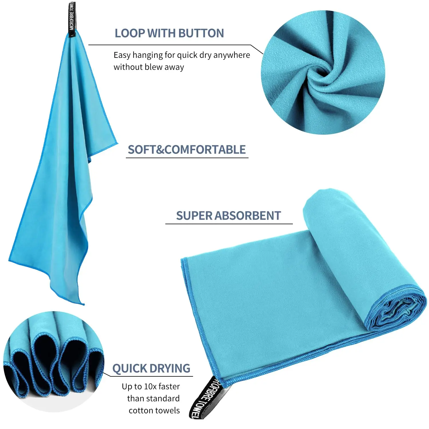 منشفة شاطئ ممتازة من الألياف الدقيقة فائقة الامتصاص، منشفة شاطئ ممتازة للسفر واللياقة البدنية والصالة الرياضية والسباحة واليوجا والتخييم والأنشطة الخارجية