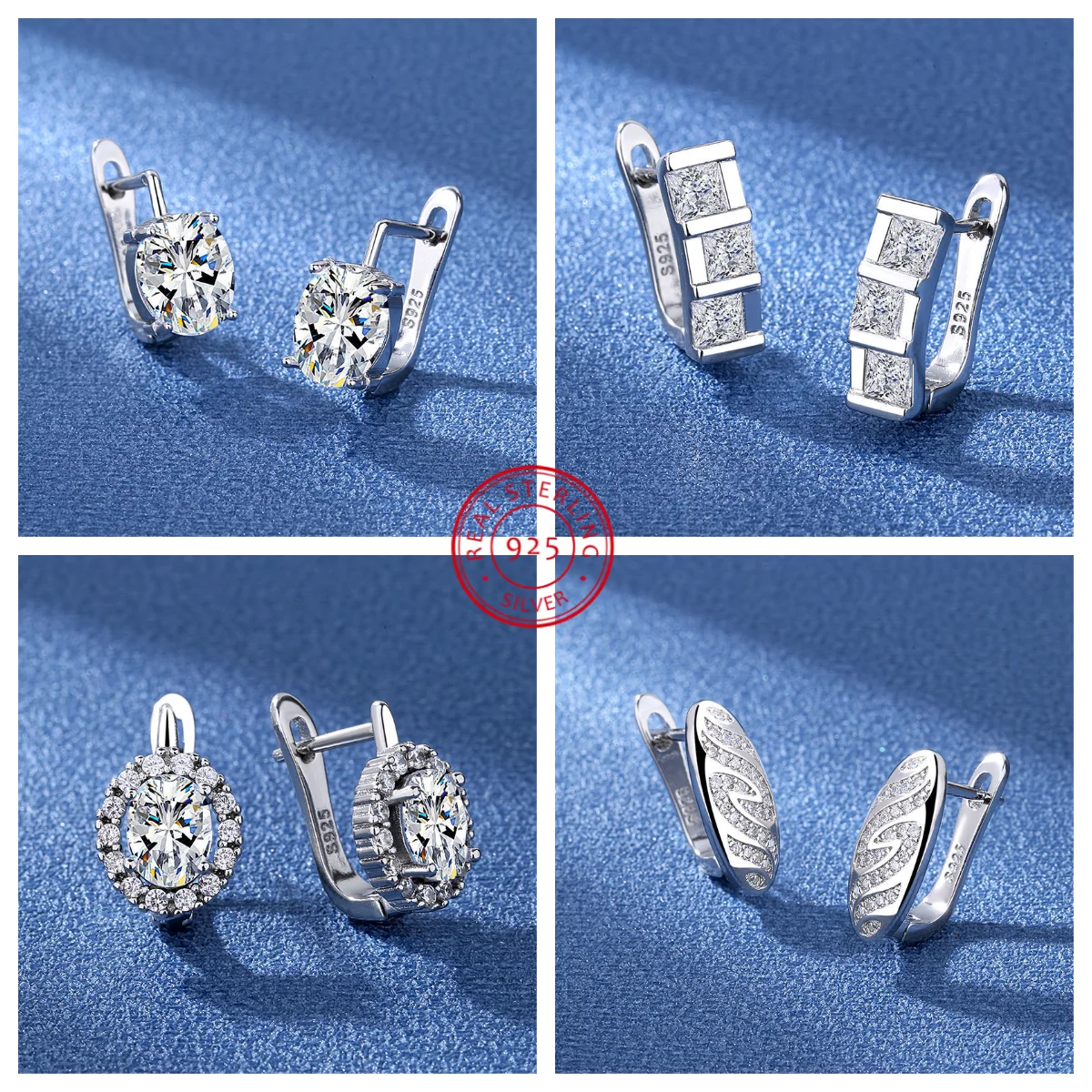 

NEW 925 Sterling Silver Jewelry Women Fashion Cute Tiny Clear Crystal CZ Stud Earrings Gift for Girls Teens Lady