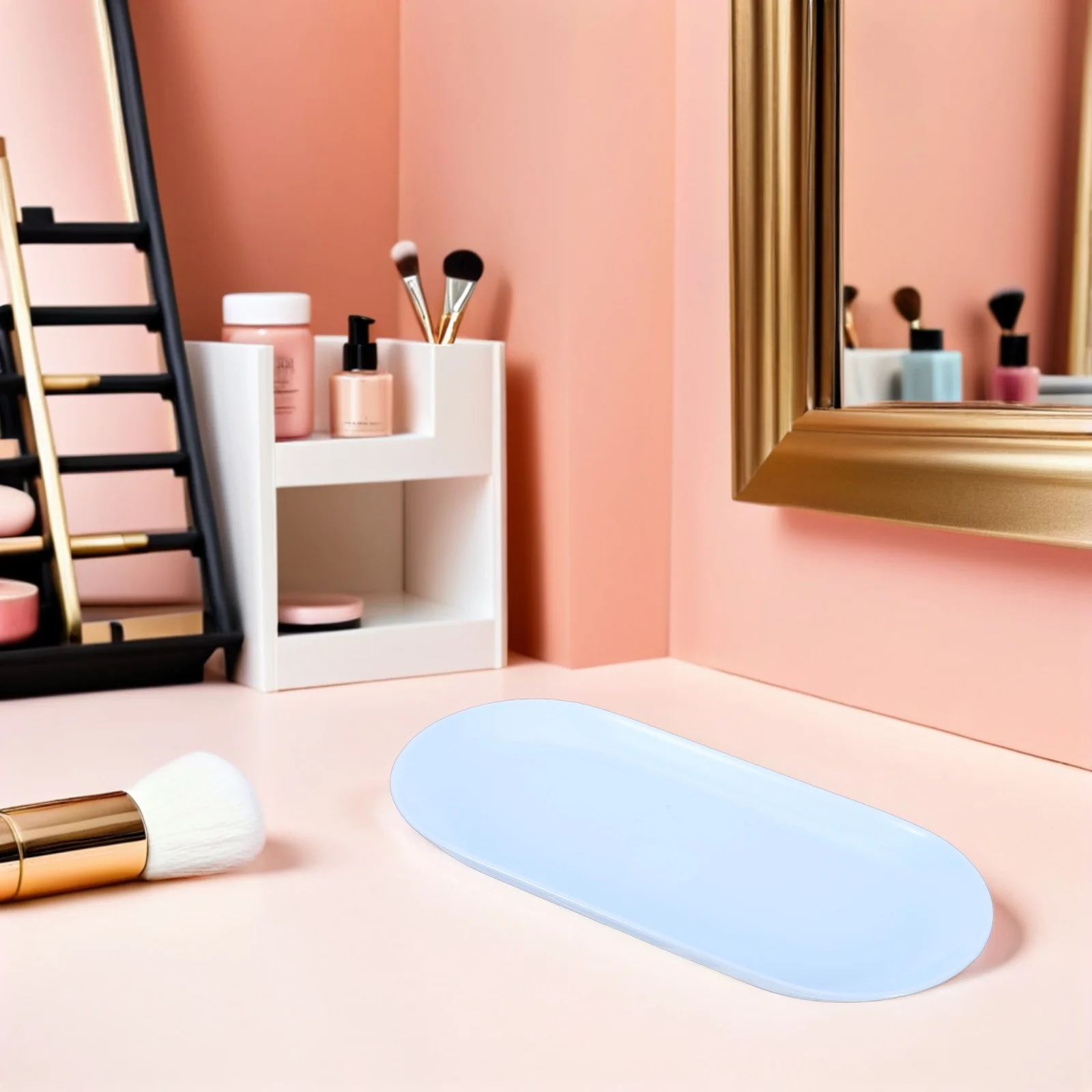 8 قطعة علبة مجوهرات بلاستيكية: حامل طبق حلقي بيضاوي للأقراط والأساور والحلي ومنظم تخزين لوحة عرض صغيرة للزينة #6