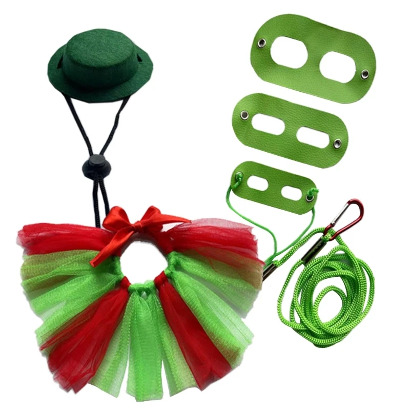 Funny Pet Cosplay Skirt Headdress + Matching Leash Photo Props for Lizards