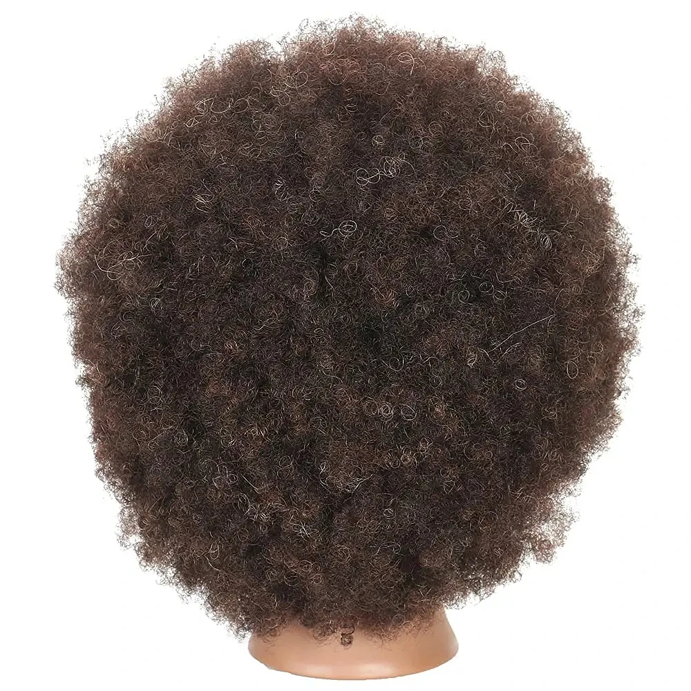 6inches Afro Mannequin Head 100% Real Hair Traininghead Styling Head Braid Hair Dolls Head for Practicing Cornrows and Braids