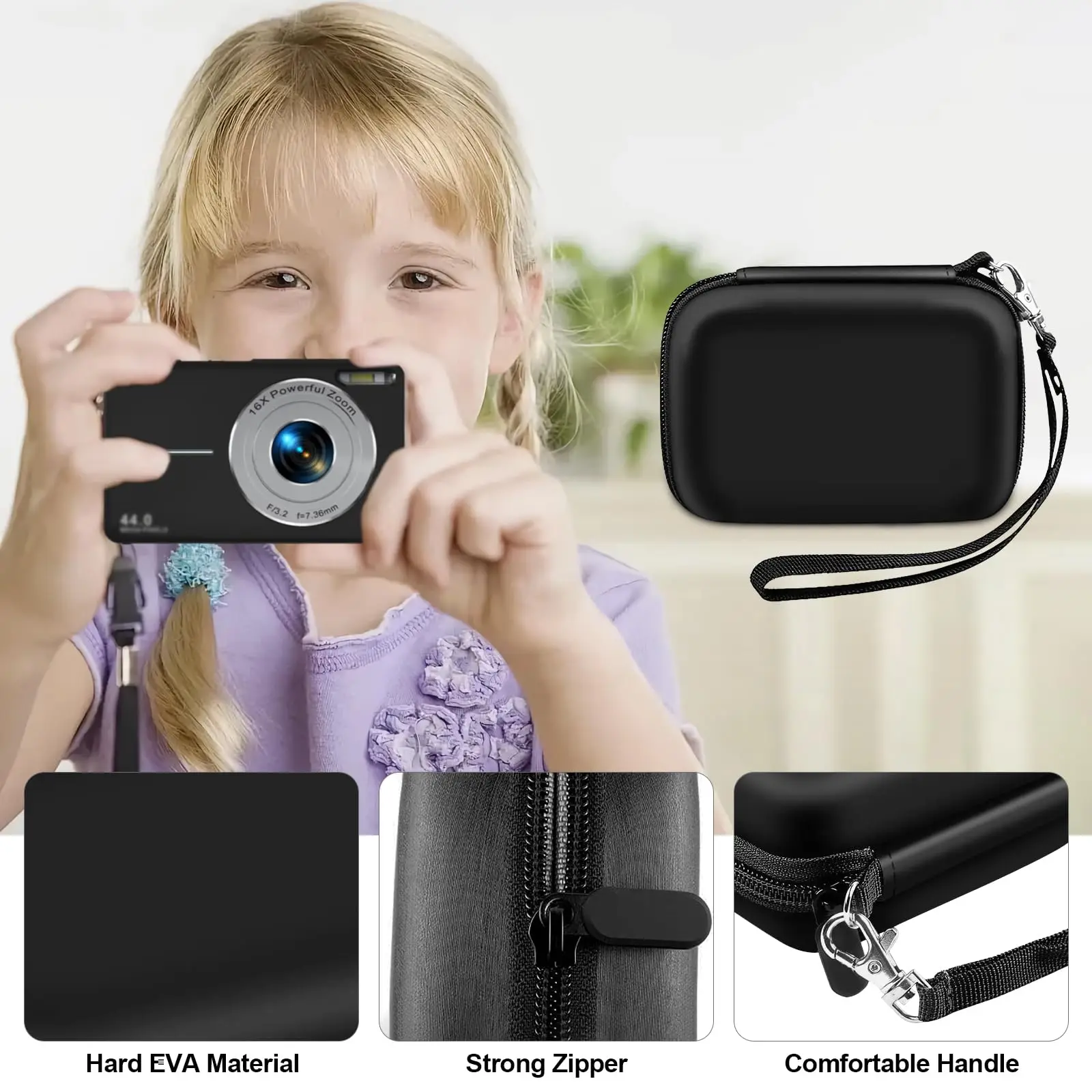 Digital Camera Case for CAMKORY/for Kodak Pixpro FZ45 FZ55/for VAHOIALD/for Sony DSCW800 830 for Canon PowerShot 180 190 Black image 4