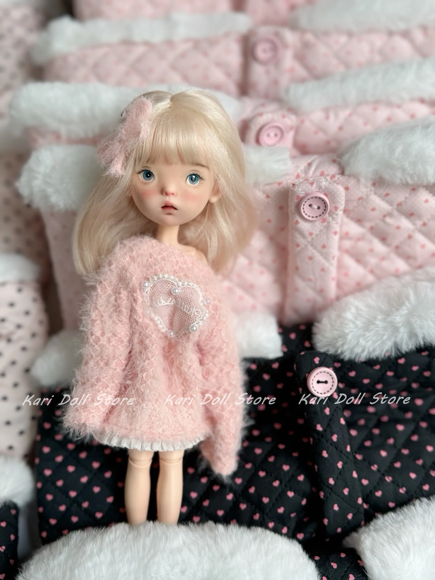 

Kari Doll Clothes and skirts Autumn and winter warm soft glutinous pink doll dress set for Landazz Landoudou Doll