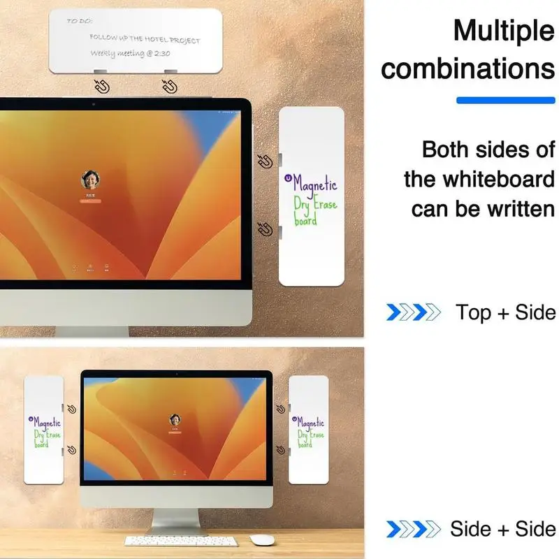 1PC Dry Erase Magnetic Message Board For Computer Monitors Side Panel Monitor Memo Board Writing Record Message Board Remind