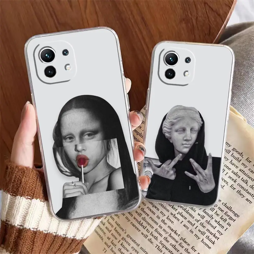 

Clear Phone Case For Xiaomi 13 12 12X 11 11T 10 10S 9SE 9 8 6X 6 Soft Case Funda Capa Shell Art Aesthetic David Mona Lisa Comics