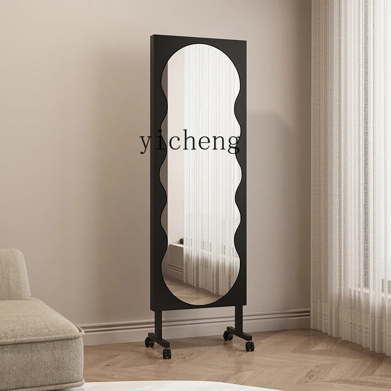 ZK antique mirror movable full body floor mirror household bedroom full-length mirror magazine rack integrated