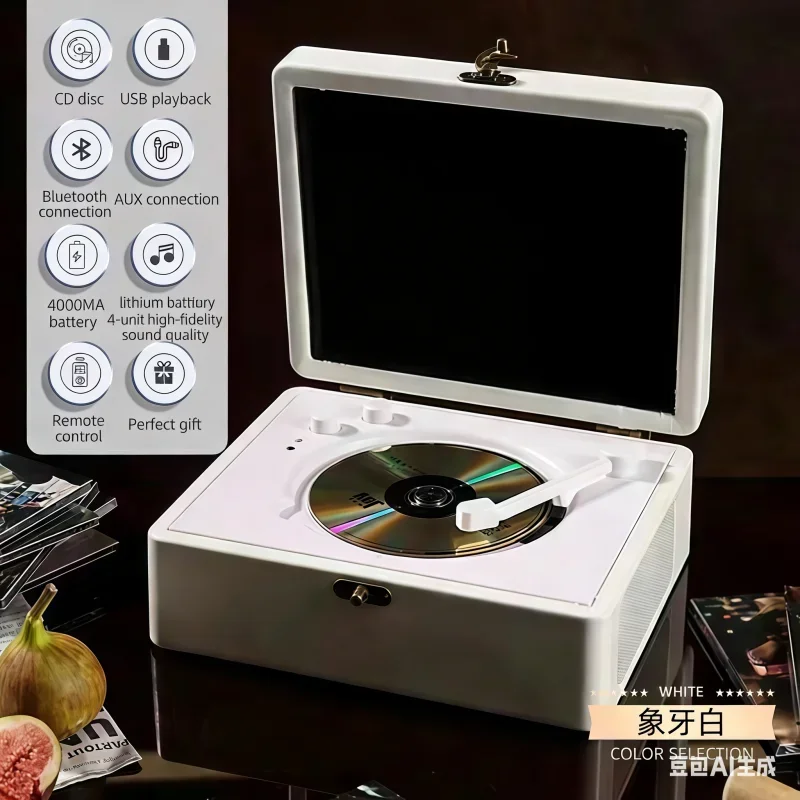 

Винтажный проигрыватель виниловых пластинок и CD-плеер с Bluetooth-колонкой, портативный, перезаряжаемый, домашняя аудиосистема, бумбокс