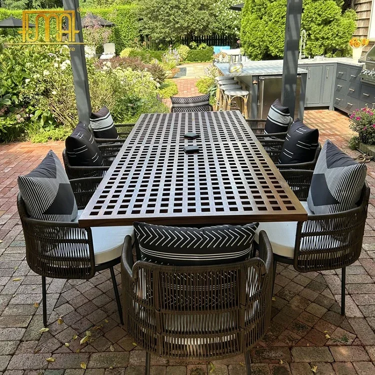 Outdoor Furniture Garden Teak Wood Aluminum Dining Table And Chairs