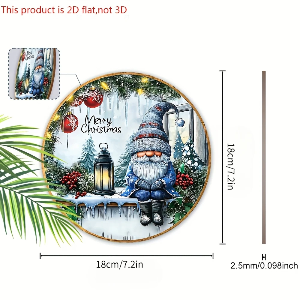 2D Flat - 1pc Wooden Printed Cute Wooden Sign, Depicting a Dwarf in a Winter Wonderland - Perfect for Your Front Door Or Wall As