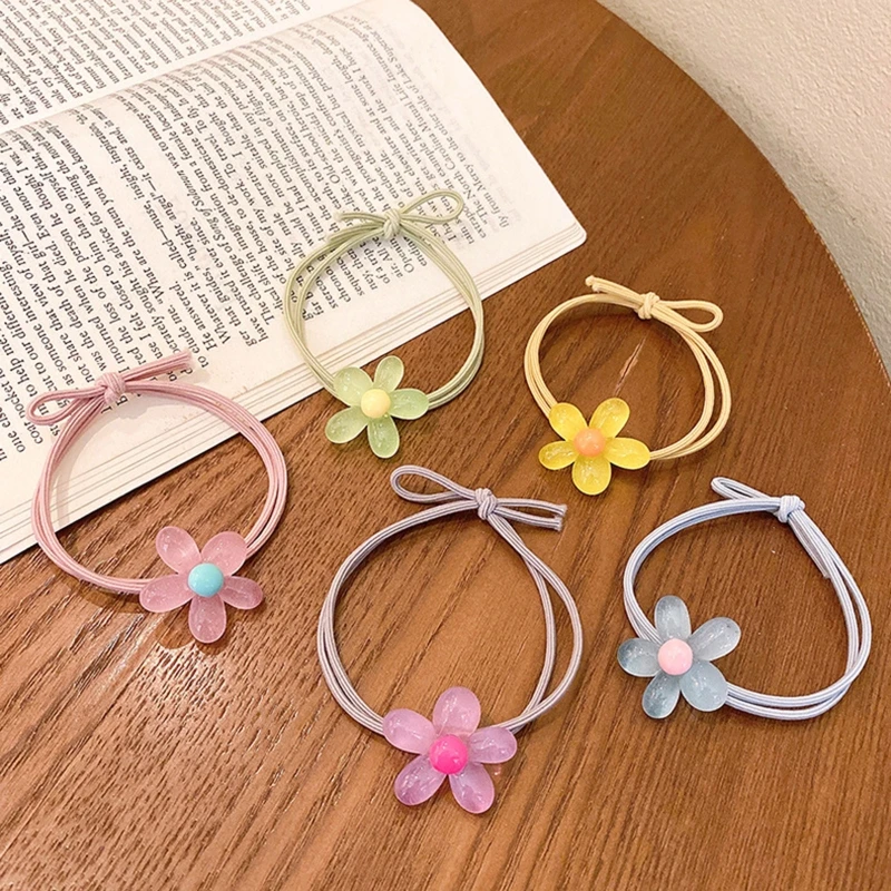 Luminous Hair Tie Glow In The Dark Scrunchies For Girls Flower Hair Scrunchie Flower Ponytail Holder Hair bands