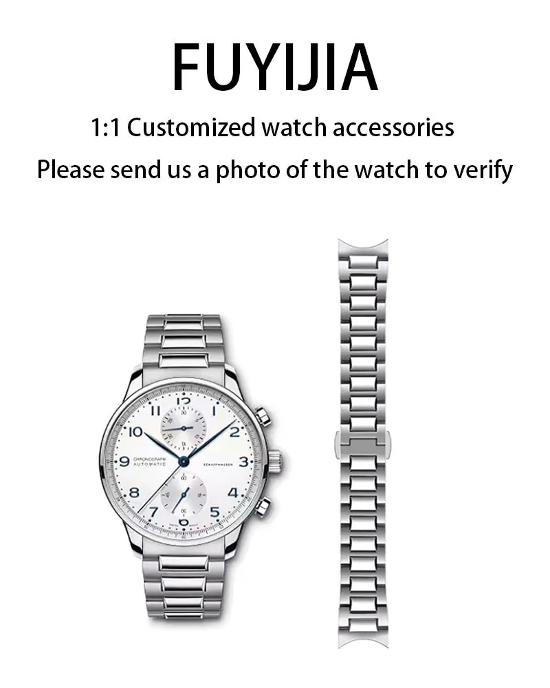 

FUYIJIA мужской индивидуальный PORTUGIESER IW37 оригинальный ремешок для часов 20 мм изогнутый интерфейс браслет из нержавеющей стали 316L ремешок с застежкой-бабочкой